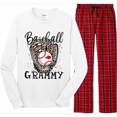 Baseball Grammy Leopard Game Day Baseball Lover Mothers Day Long Sleeve Pajama Set