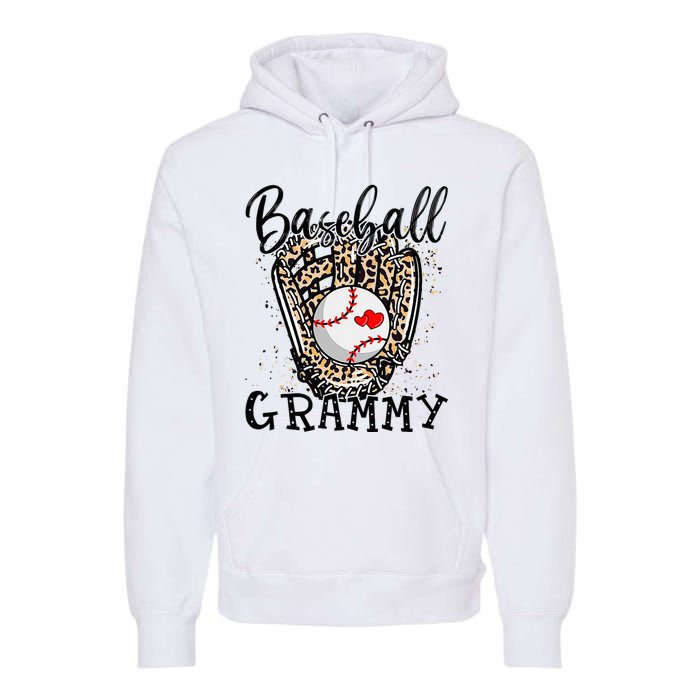 Baseball Grammy Leopard Game Day Baseball Lover Mothers Day Premium Hoodie