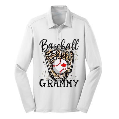 Baseball Grammy Leopard Game Day Baseball Lover Mothers Day Silk Touch Performance Long Sleeve Polo