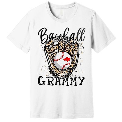 Baseball Grammy Leopard Game Day Baseball Lover Mothers Day Premium T-Shirt