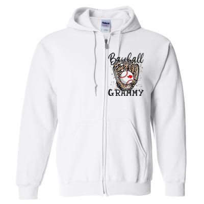 Baseball Grammy Leopard Game Day Baseball Lover Mothers Day Full Zip Hoodie