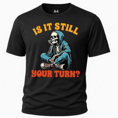 Board Game Lover Skeleton Game Night Is It Still Your Turn Cooling Performance Crew T-Shirt