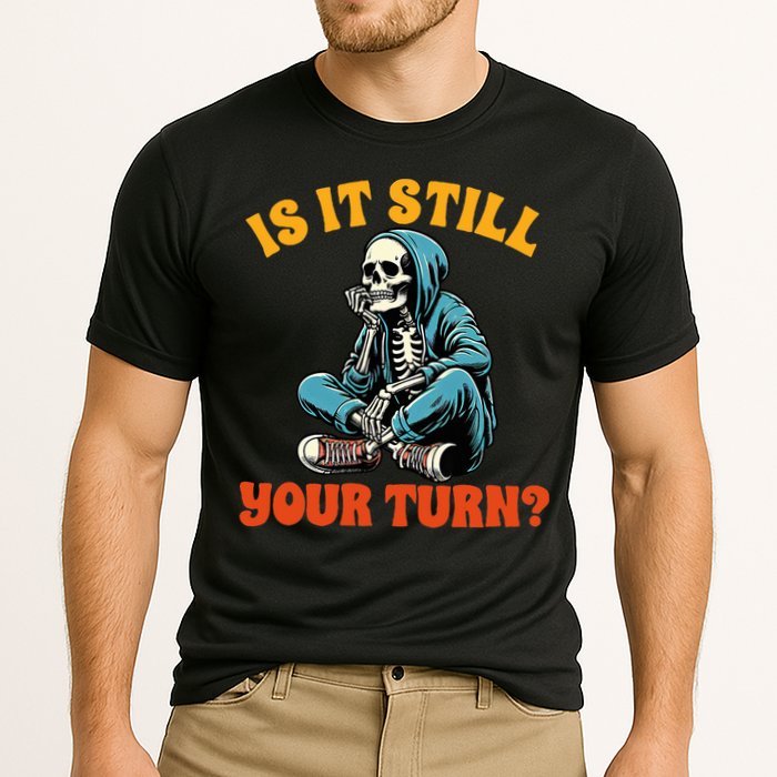 Board Game Lover Skeleton Game Night Is It Still Your Turn Cooling Performance Crew T-Shirt