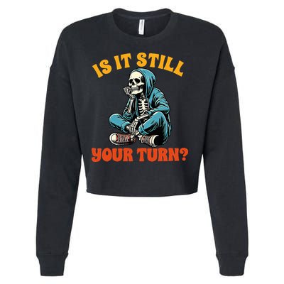 Board Game Lover Skeleton Game Night Is It Still Your Turn Cropped Pullover Crew
