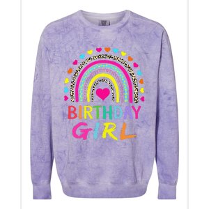 Birthday Girl Leopard Rainbow Birthday Party Family Colorblast Crewneck Sweatshirt