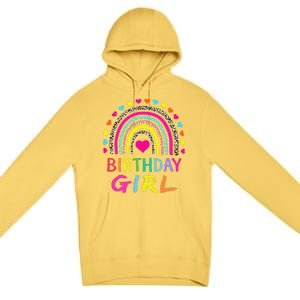 Birthday Girl Leopard Rainbow Birthday Party Family Premium Pullover Hoodie