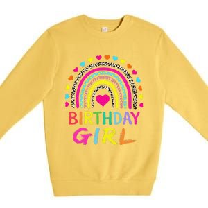 Birthday Girl Leopard Rainbow Birthday Party Family Premium Crewneck Sweatshirt