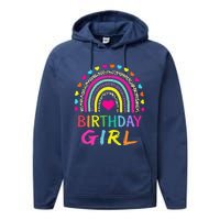 Birthday Girl Leopard Rainbow Birthday Party Family Performance Fleece Hoodie