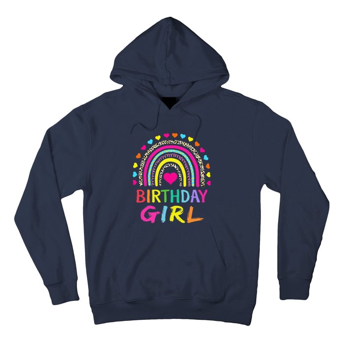 Birthday Girl Leopard Rainbow Birthday Party Family Hoodie