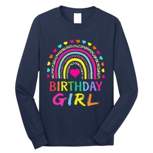 Birthday Girl Leopard Rainbow Birthday Party Family Long Sleeve Shirt