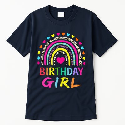 Birthday Girl Leopard Rainbow Birthday Party Family Tall T-Shirt