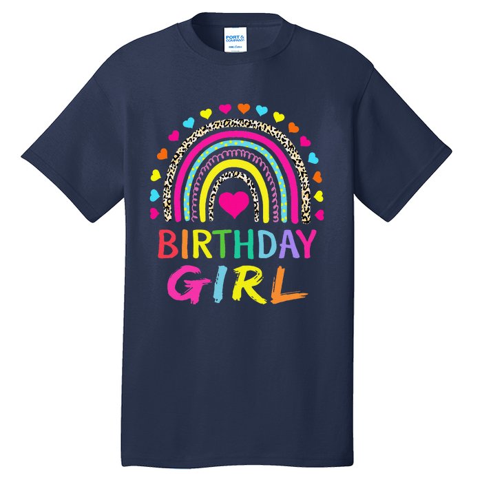 Birthday Girl Leopard Rainbow Birthday Party Family Tall T-Shirt