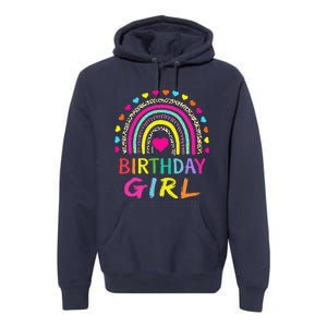 Birthday Girl Leopard Rainbow Birthday Party Family Premium Hoodie