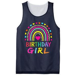 Birthday Girl Leopard Rainbow Birthday Party Family Mesh Reversible Basketball Jersey Tank