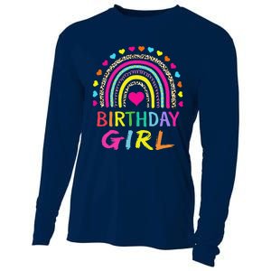 Birthday Girl Leopard Rainbow Birthday Party Family Cooling Performance Long Sleeve Crew