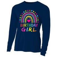 Birthday Girl Leopard Rainbow Birthday Party Family Cooling Performance Long Sleeve Crew