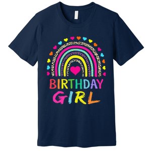 Birthday Girl Leopard Rainbow Birthday Party Family Premium T-Shirt