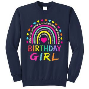 Birthday Girl Leopard Rainbow Birthday Party Family Tall Sweatshirt