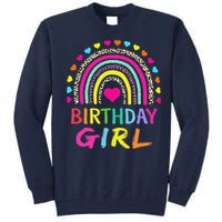 Birthday Girl Leopard Rainbow Birthday Party Family Tall Sweatshirt