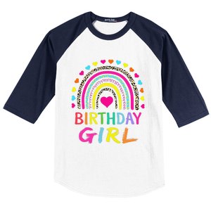 Birthday Girl Leopard Rainbow Birthday Party Family Baseball Sleeve Shirt