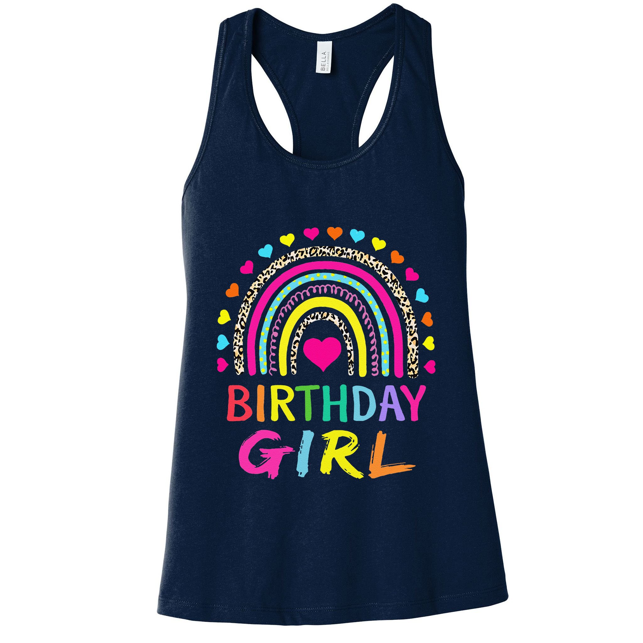 Birthday Girl Leopard Rainbow Birthday Party Family Womens Tank Top