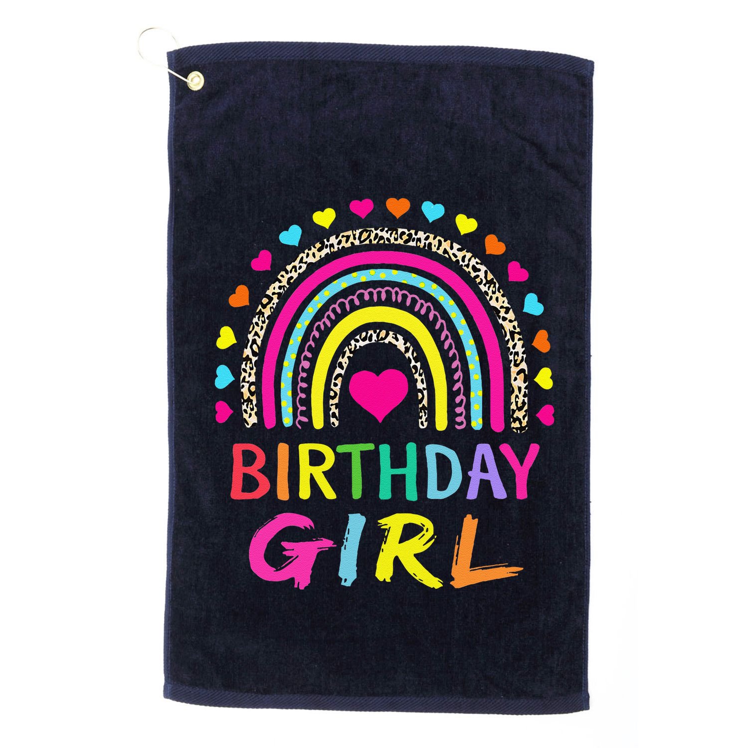 Birthday Girl Leopard Rainbow Birthday Party Family Golf Towel