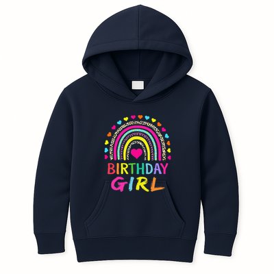 Birthday Girl Leopard Rainbow Birthday Party Family Kids Hoodie