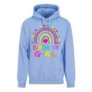 Birthday Girl Leopard Rainbow Birthday Party Family Unisex Surf Hoodie