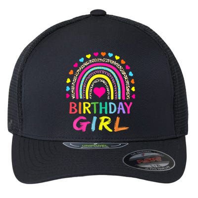 Birthday Girl Leopard Rainbow Birthday Party Family Flexfit Unipanel Trucker Cap