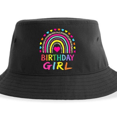 Birthday Girl Leopard Rainbow Birthday Party Family Sustainable Bucket Hat