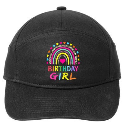 Birthday Girl Leopard Rainbow Birthday Party Family 7-Panel Snapback Hat