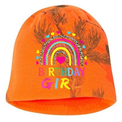 Birthday Girl Leopard Rainbow Birthday Party Family Kati - Camo Knit Beanie