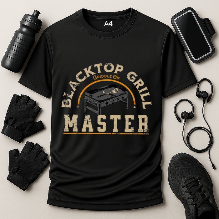 Blacktop Grill Master Griddle Bbq Stone Chef Cooling Performance Crew T-Shirt