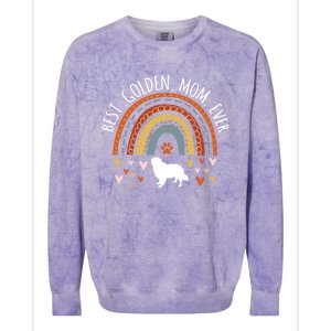 Best Golden Mom Ever Rainbow Funny Gift Golden Retriever Mama Gift Colorblast Crewneck Sweatshirt