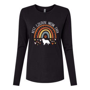 Best Golden Mom Ever Rainbow Funny Gift Golden Retriever Mama Gift Womens Cotton Relaxed Long Sleeve T-Shirt