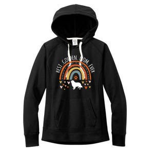 Best Golden Mom Ever Rainbow Funny Gift Golden Retriever Mama Gift Women's Fleece Hoodie