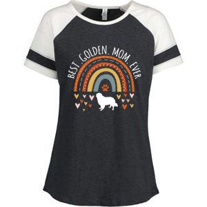 Best Golden Mom Ever Rainbow Funny Gift Golden Retriever Mama Gift Enza Ladies Jersey Colorblock Tee