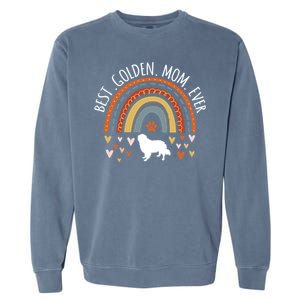 Best Golden Mom Ever Rainbow Funny Gift Golden Retriever Mama Gift Garment-Dyed Sweatshirt