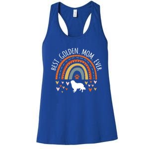 Best Golden Mom Ever Rainbow Funny Gift Golden Retriever Mama Gift Women's Racerback Tank