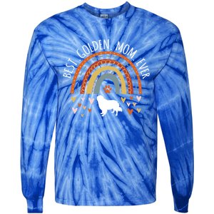 Best Golden Mom Ever Rainbow Funny Gift Golden Retriever Mama Gift Tie-Dye Long Sleeve Shirt