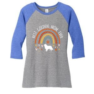 Best Golden Mom Ever Rainbow Funny Gift Golden Retriever Mama Gift Women's Tri-Blend 3/4-Sleeve Raglan Shirt