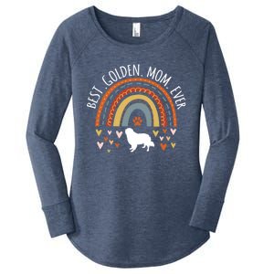 Best Golden Mom Ever Rainbow Funny Gift Golden Retriever Mama Gift Women's Perfect Tri Tunic Long Sleeve Shirt