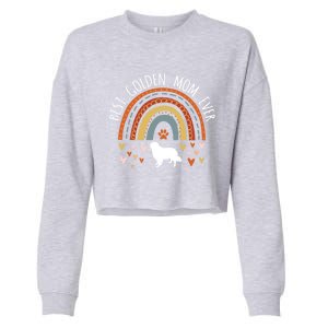 Best Golden Mom Ever Rainbow Funny Gift Golden Retriever Mama Gift Cropped Pullover Crew