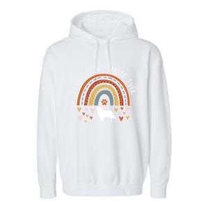 Best Golden Mom Ever Rainbow Funny Gift Golden Retriever Mama Gift Garment-Dyed Fleece Hoodie