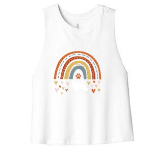 Best Golden Mom Ever Rainbow Funny Gift Golden Retriever Mama Gift Women's Racerback Cropped Tank