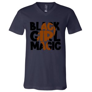 Black Girl Magic Melanin W Power Black History Month V-Neck T-Shirt