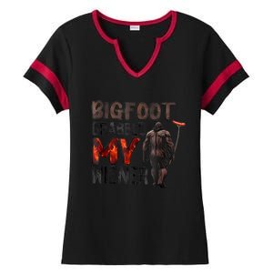 Bigfoot Grabbed My Wiener Ladies Halftime Notch Neck Tee