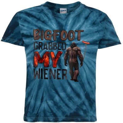 Bigfoot Grabbed My Wiener Kids Tie-Dye T-Shirt