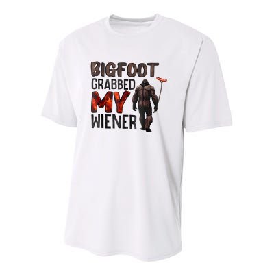 Bigfoot Grabbed My Wiener Youth Performance Sprint T-Shirt