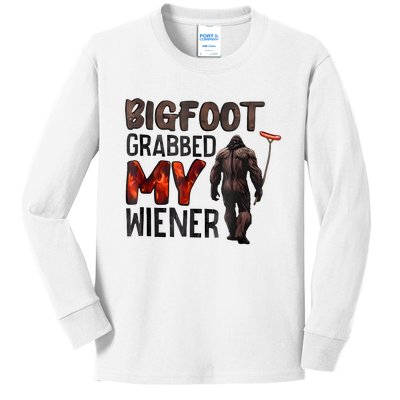 Bigfoot Grabbed My Wiener Kids Long Sleeve Shirt